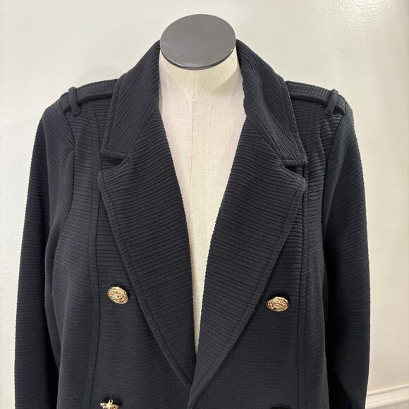 Torrid Plus Size 3X Textured Crop Military Jacket Blazer Black Gold Steampunk - Picture 2 of 10